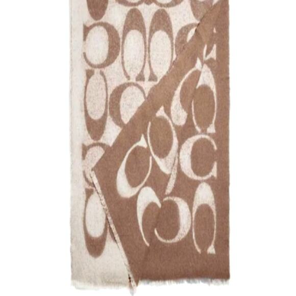 COACH WOOL SCARF REVERSIBLE SIGNATURE MUFFLER SO SOFT! BEAUTIFUL! BRAND NEW! - Picture 1 of 2